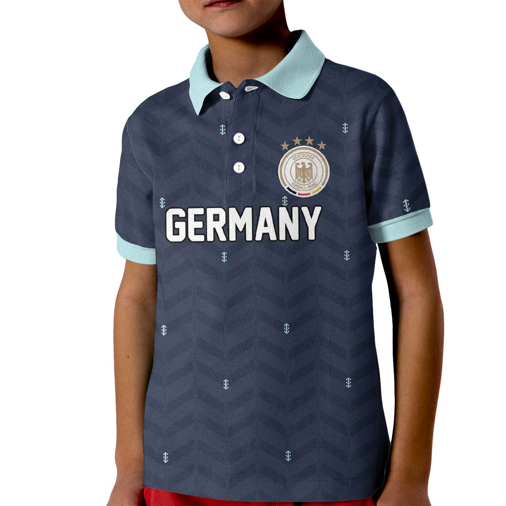 Custom Germany Football 2026 Kid Polo Shirt Midnight Eagle Heritage