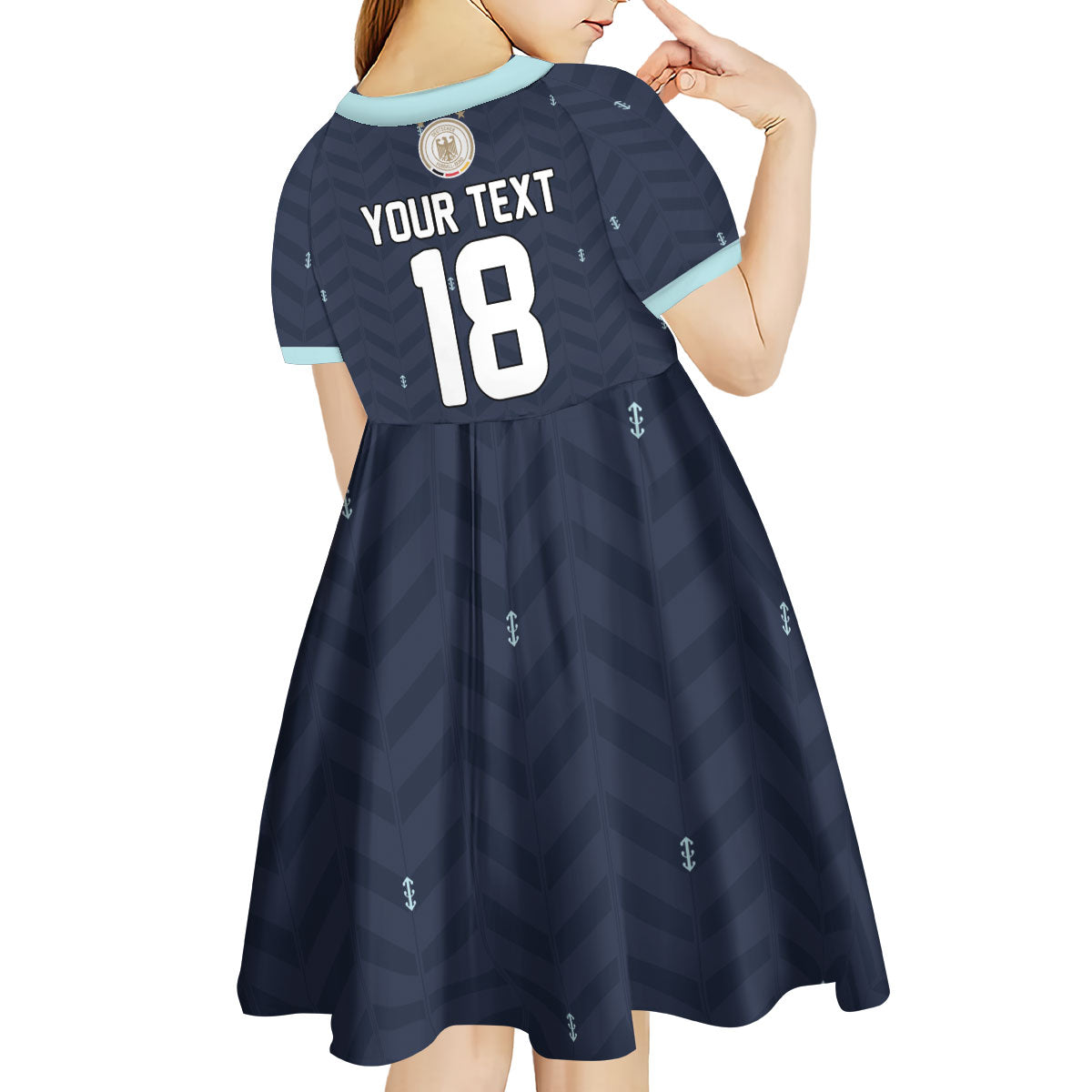 Custom Germany Football 2026 Kid Short Sleeve Dress Midnight Eagle Heritage