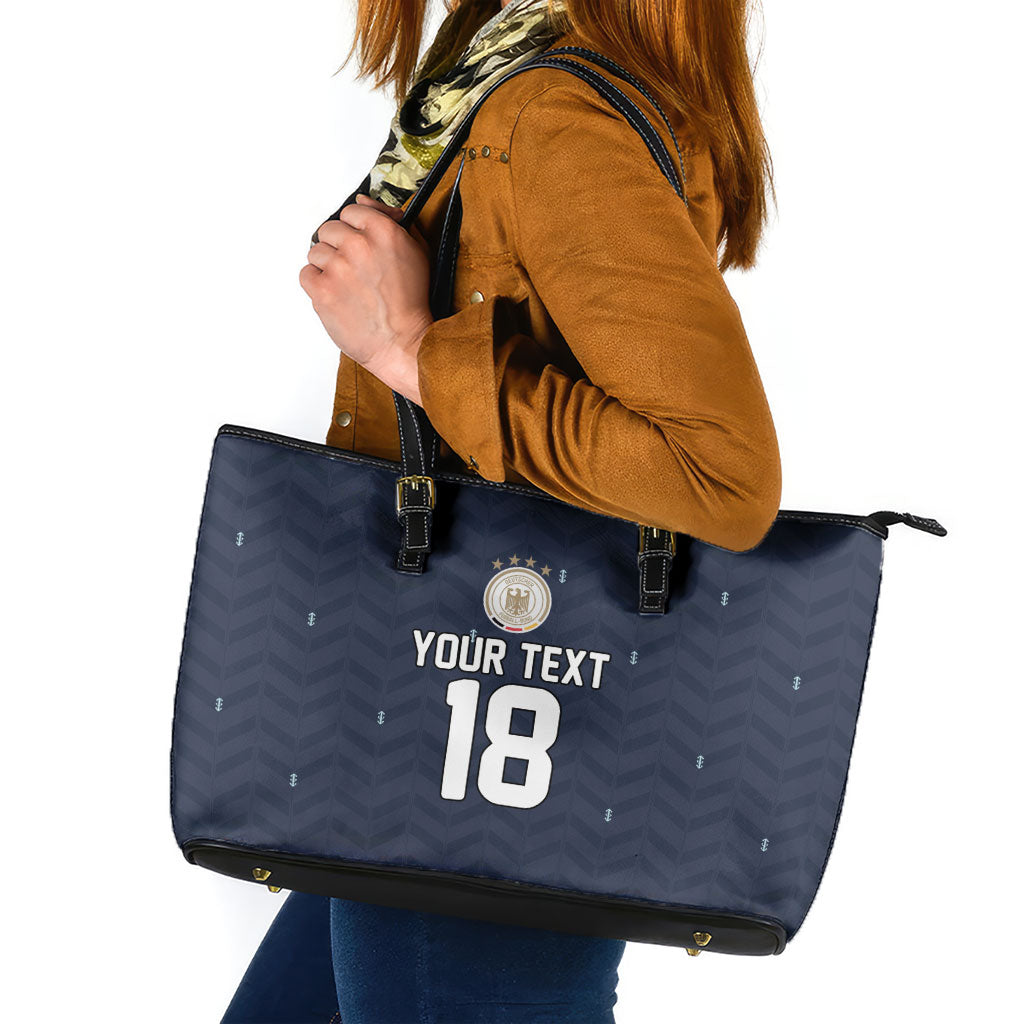 Custom Germany Football 2026 Leather Tote Bag Midnight Eagle Heritage