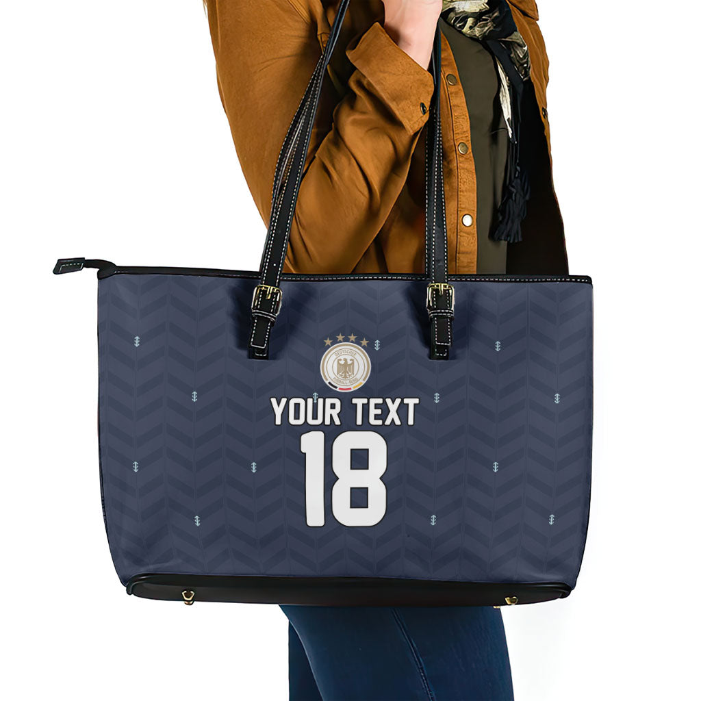Custom Germany Football 2026 Leather Tote Bag Midnight Eagle Heritage