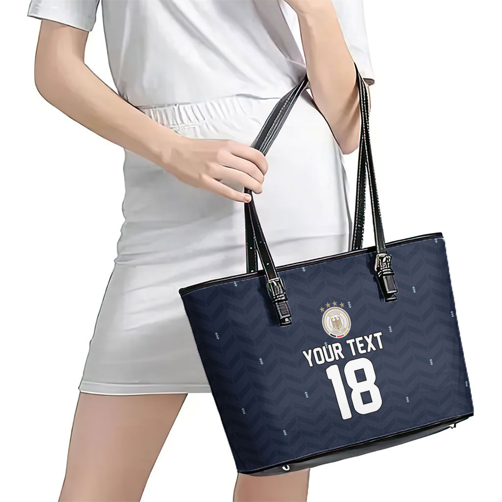Custom Germany Football 2026 Leather Tote Bag Midnight Eagle Heritage