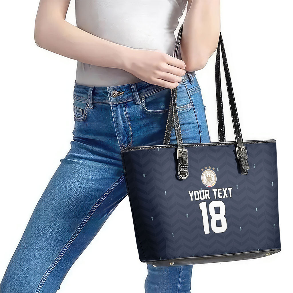 Custom Germany Football 2026 Leather Tote Bag Midnight Eagle Heritage