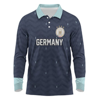 Custom Germany Football 2026 Long Sleeve Polo Shirt Midnight Eagle Heritage
