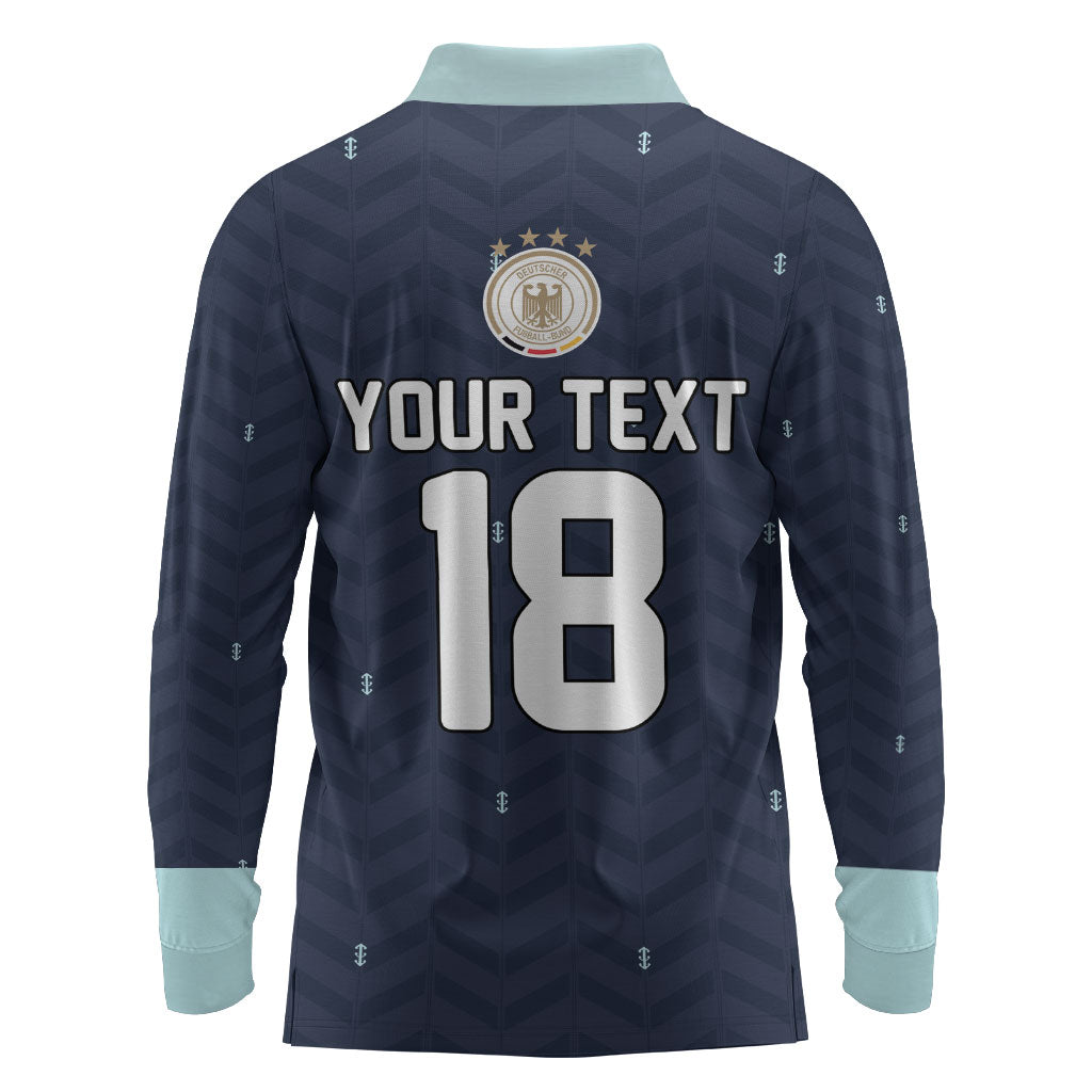 Custom Germany Football 2026 Long Sleeve Polo Shirt Midnight Eagle Heritage