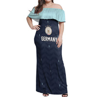 Custom Germany Football 2026 Off Shoulder Maxi Dress Midnight Eagle Heritage