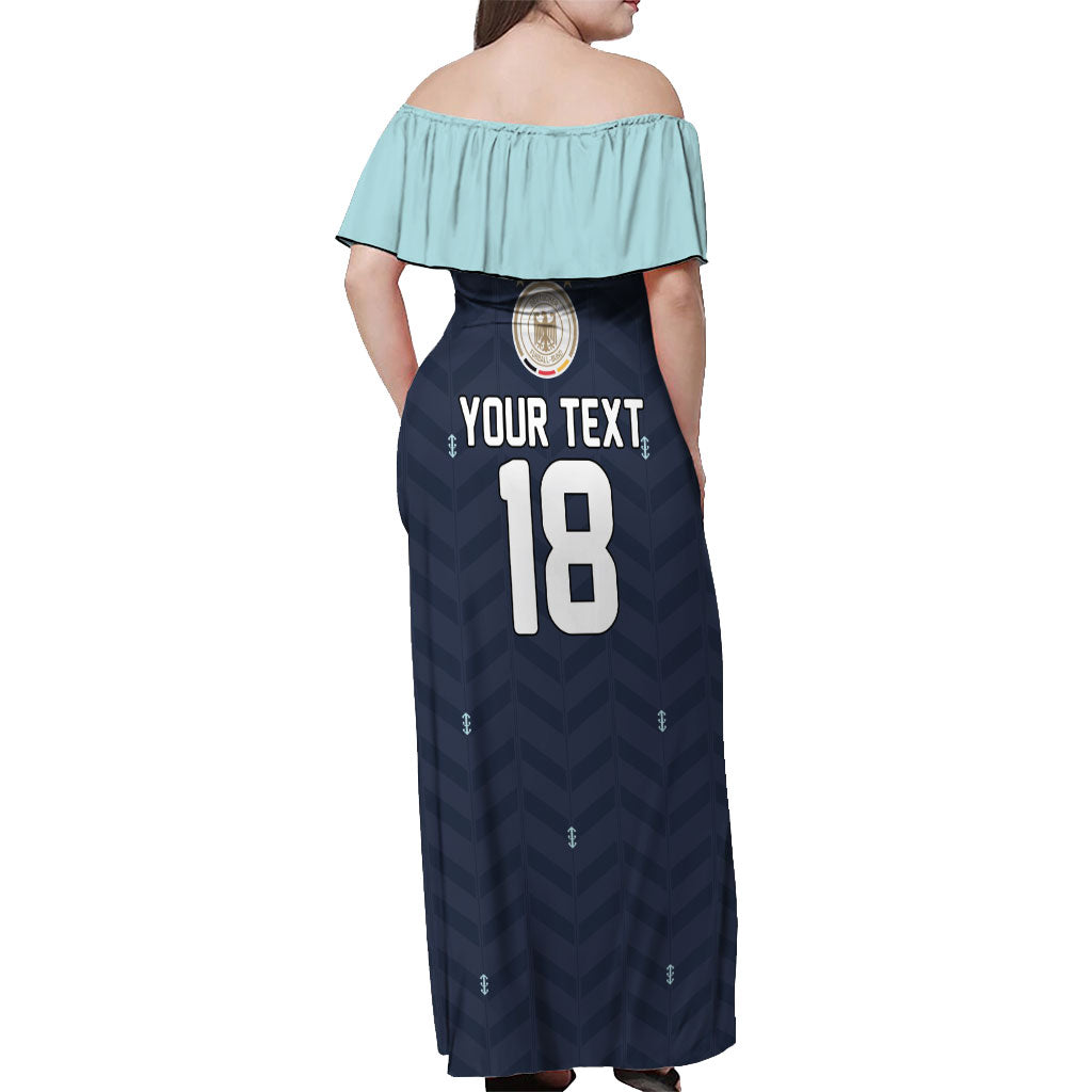 Custom Germany Football 2026 Off Shoulder Maxi Dress Midnight Eagle Heritage