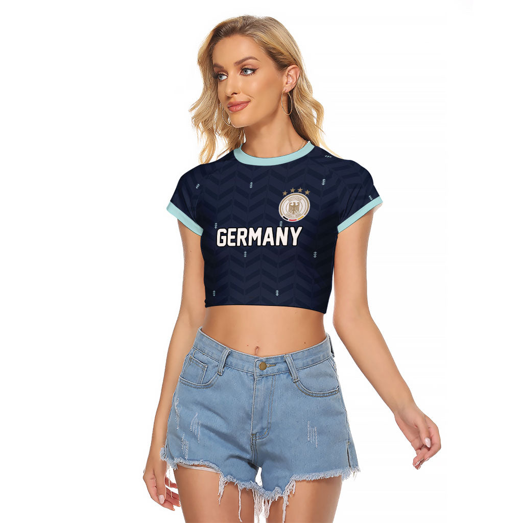 Custom Germany Football 2026 Raglan Cropped T Shirt Midnight Eagle Heritage