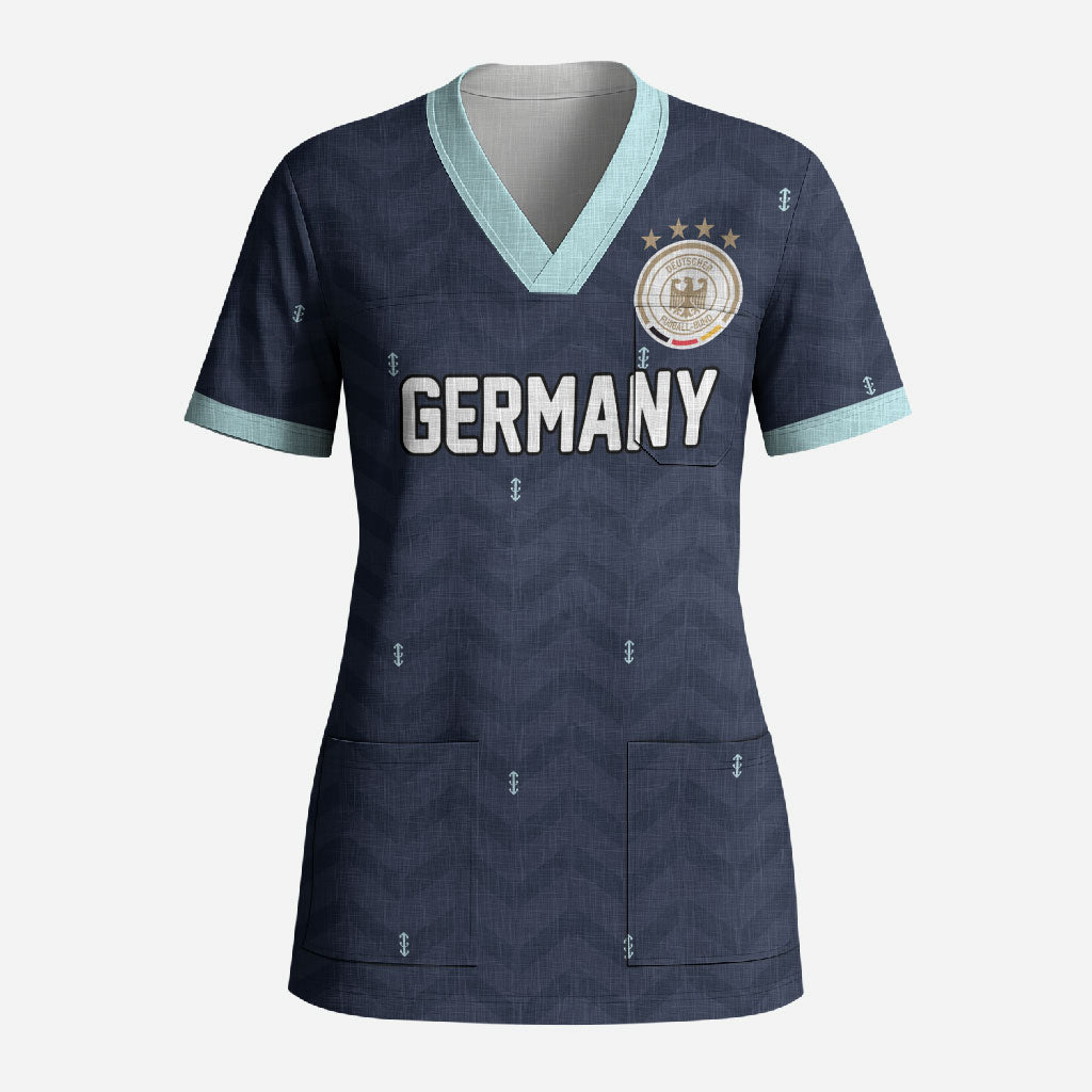 Custom Germany Football 2026 Scrub Top Midnight Eagle Heritage