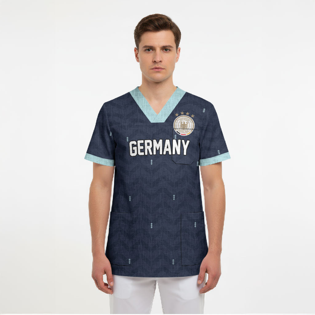 Custom Germany Football 2026 Scrub Top Midnight Eagle Heritage