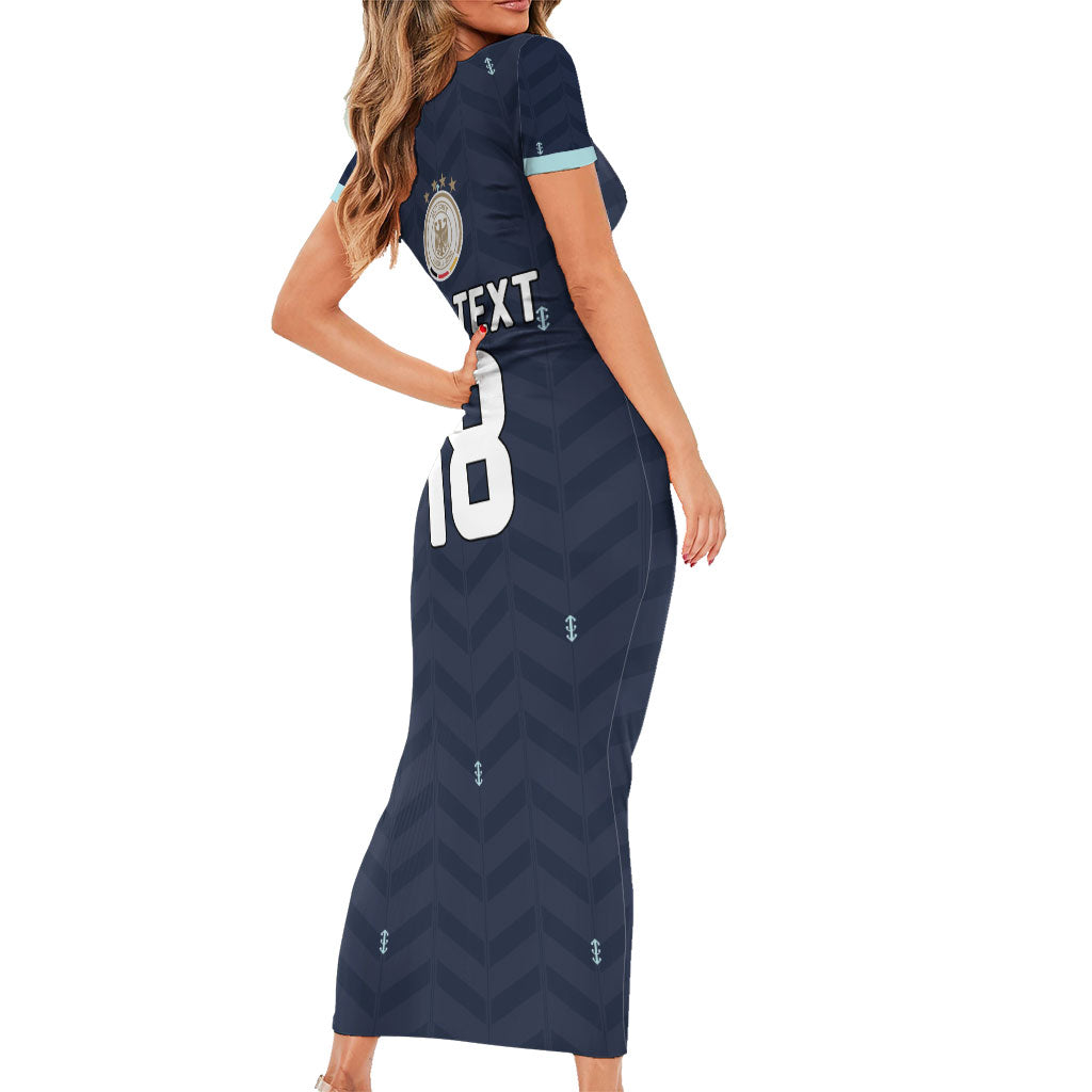 Custom Germany Football 2026 Short Sleeve Bodycon Dress Midnight Eagle Heritage
