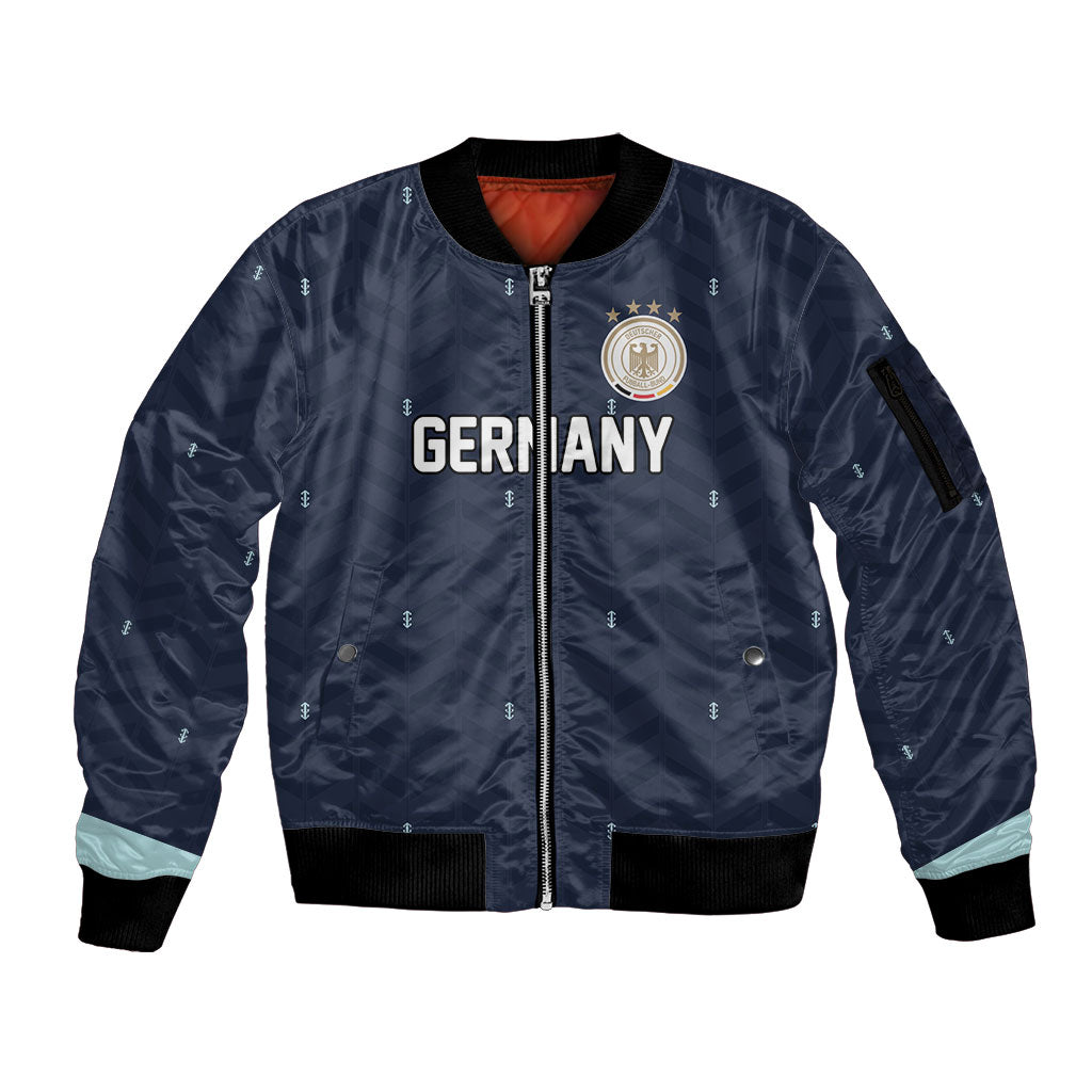 Custom Germany Football 2026 Sleeve Zip Bomber Jacket Midnight Eagle Heritage