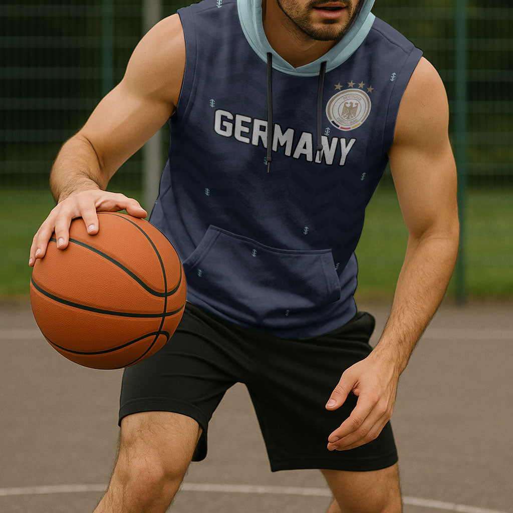 Custom Germany Football 2026 Sleeveless Hoodie Midnight Eagle Heritage