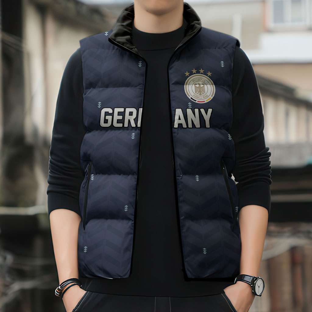 Custom Germany Football 2026 Sleeveless Puffer Jacket Midnight Eagle Heritage