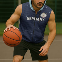 Custom Germany Football 2026 Sleeveless Zip Hoodie Midnight Eagle Heritage