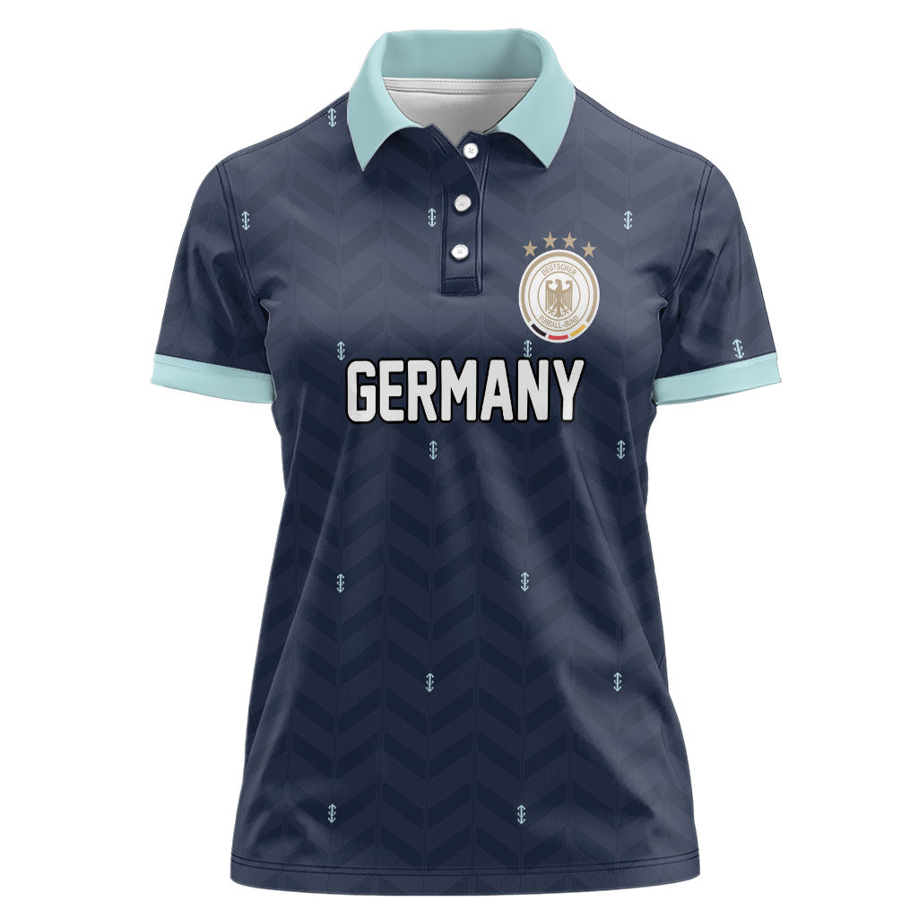 Custom Germany Football 2026 Women Polo Shirt Midnight Eagle Heritage