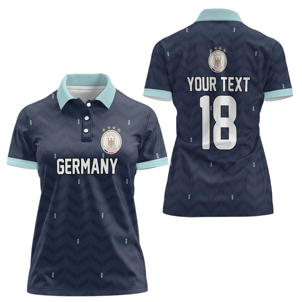 Custom Germany Football 2026 Women Polo Shirt Midnight Eagle Heritage