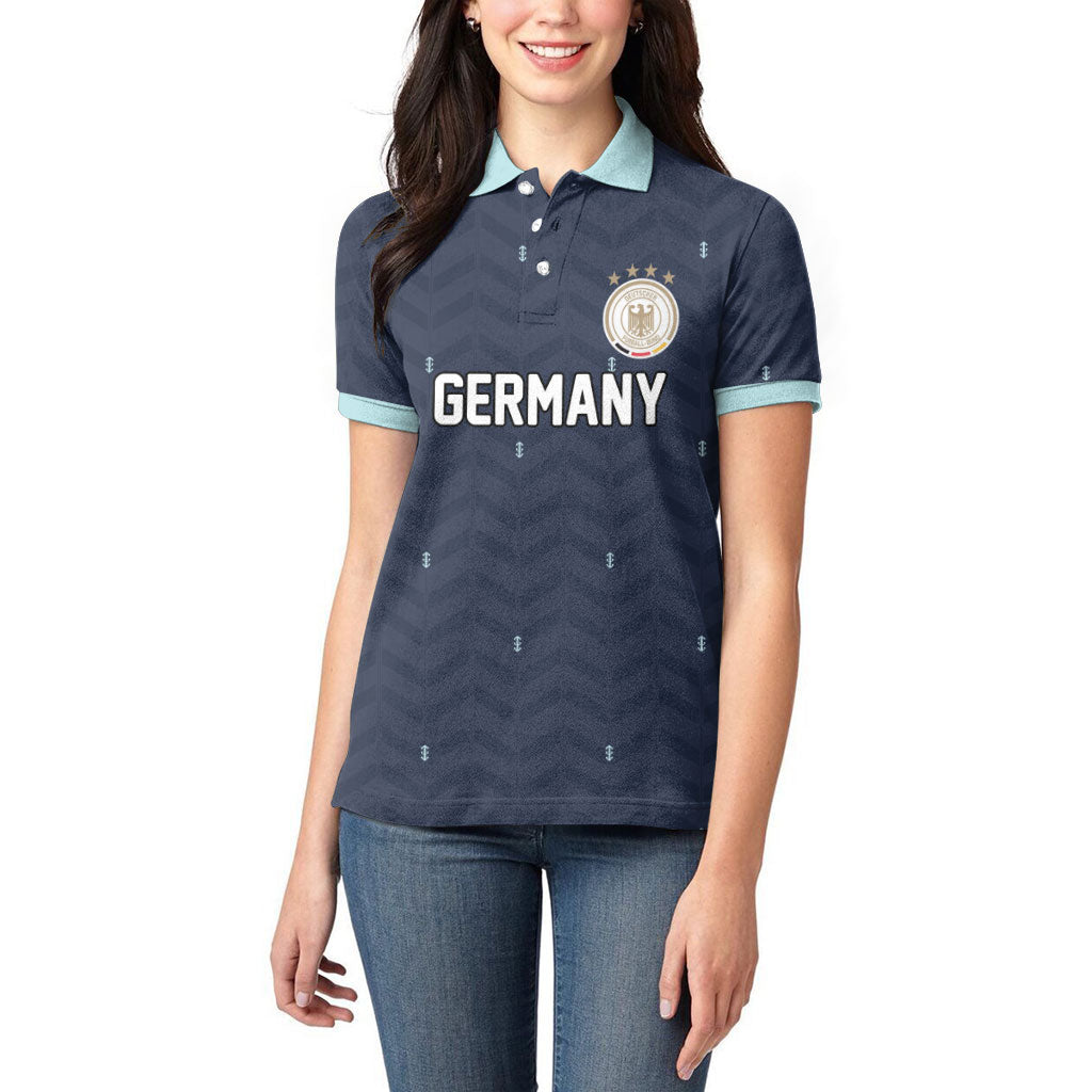 Custom Germany Football 2026 Women Polo Shirt Midnight Eagle Heritage
