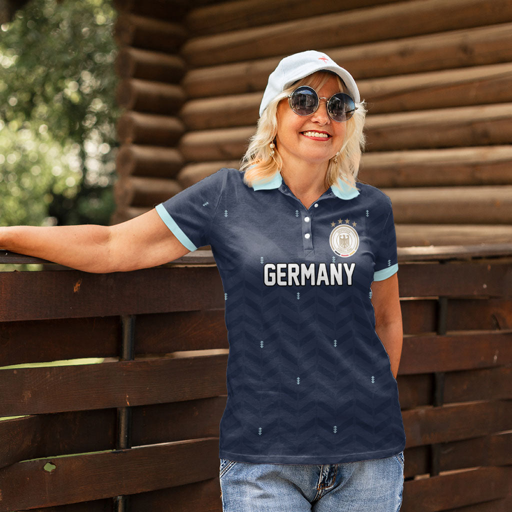 Custom Germany Football 2026 Women Polo Shirt Midnight Eagle Heritage