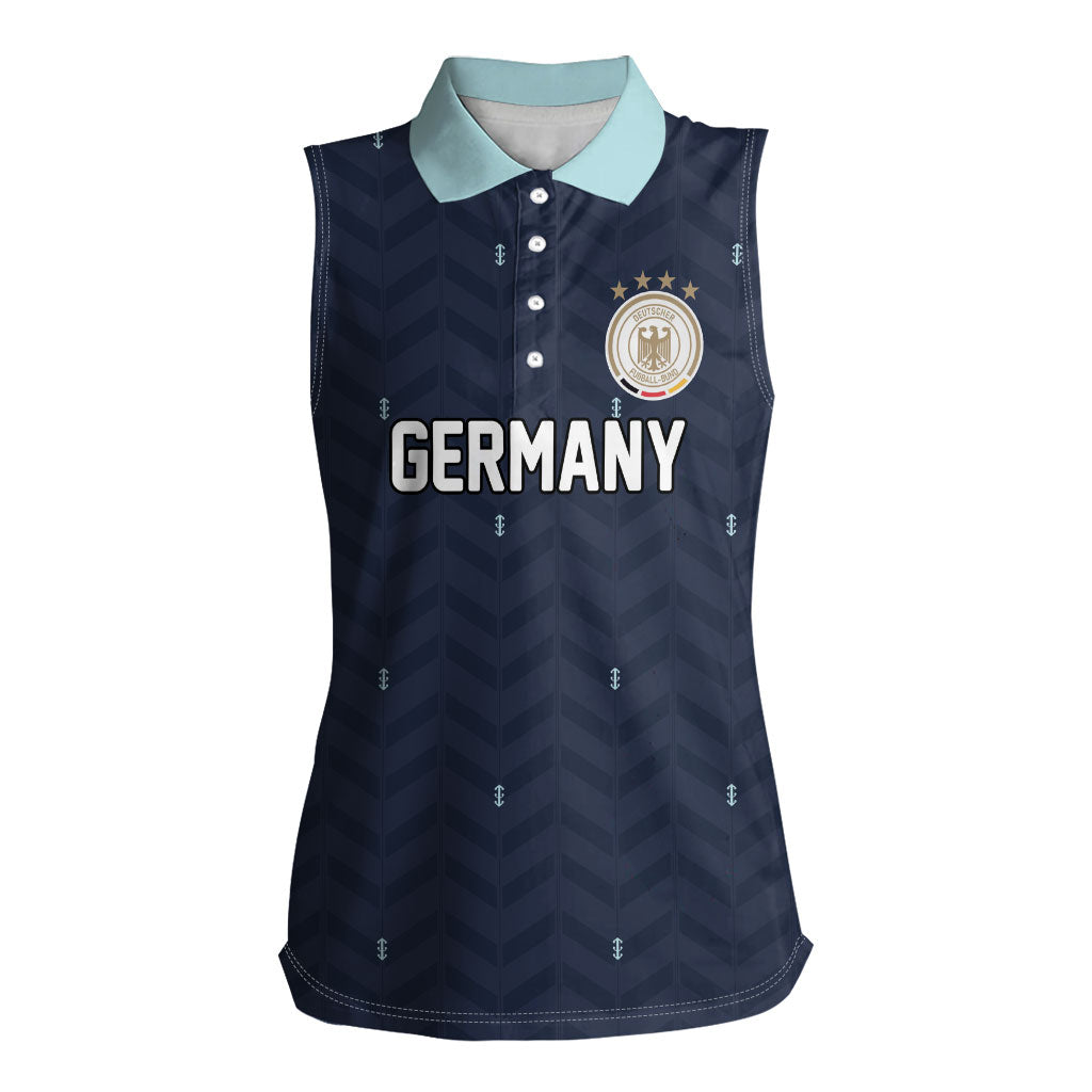 Custom Germany Football 2026 Women Sleeveless Polo Shirt Midnight Eagle Heritage