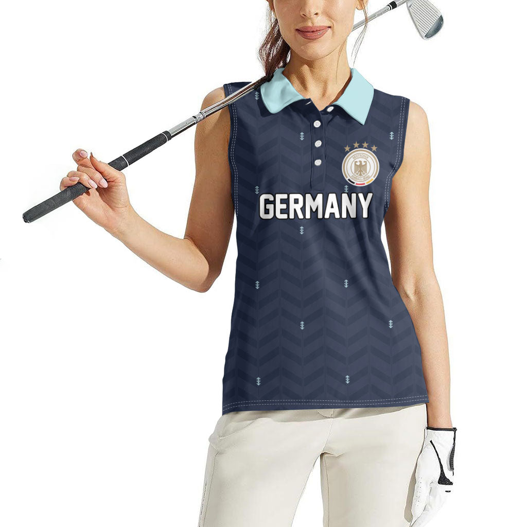 Custom Germany Football 2026 Women Sleeveless Polo Shirt Midnight Eagle Heritage