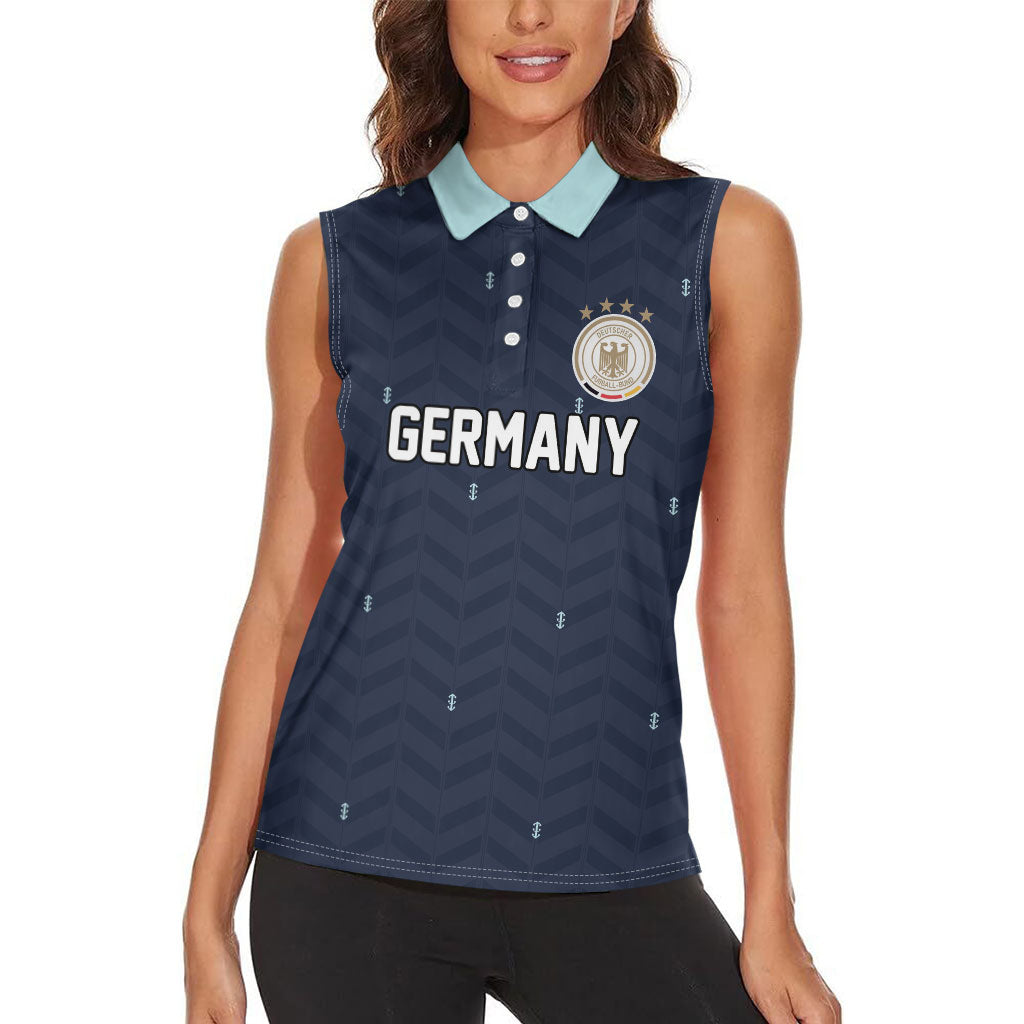 Custom Germany Football 2026 Women Sleeveless Polo Shirt Midnight Eagle Heritage