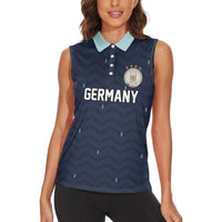 Custom Germany Football 2026 Women Sleeveless Polo Shirt Midnight Eagle Heritage