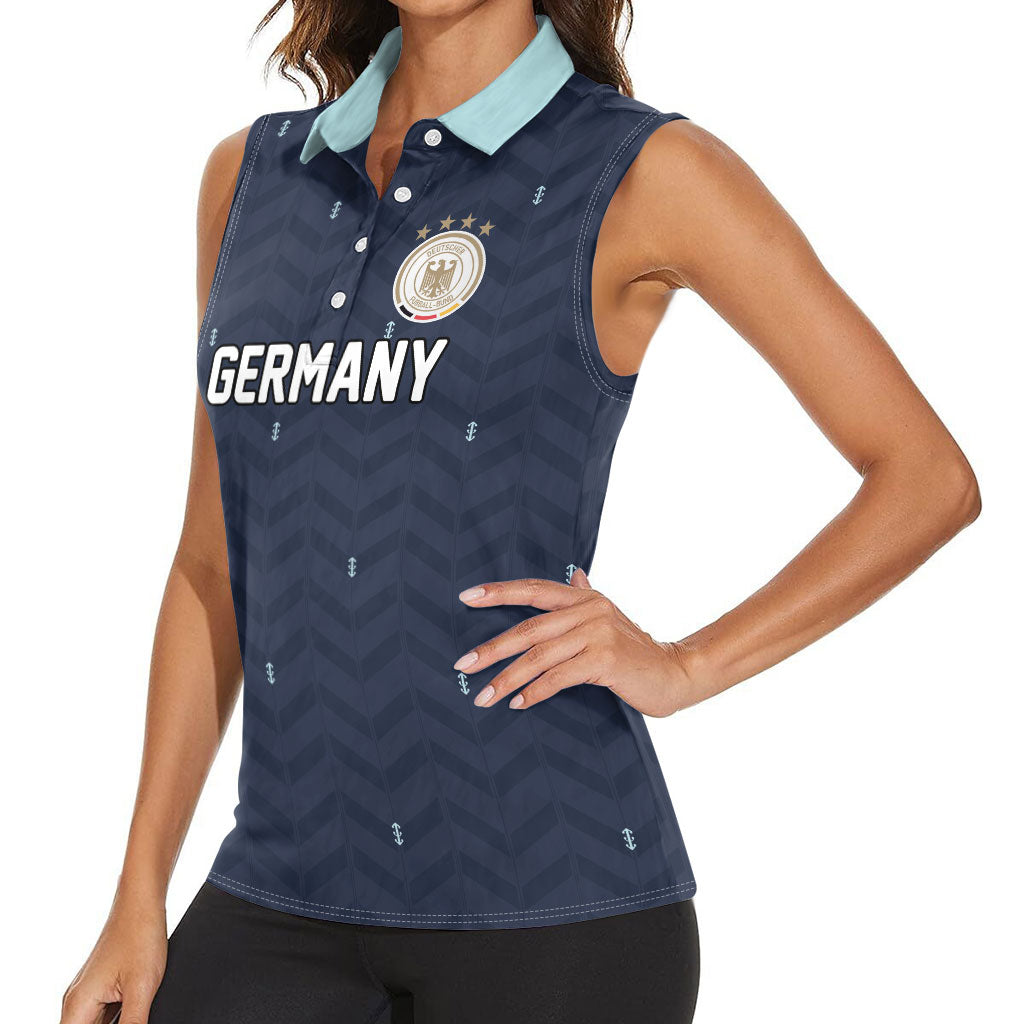 Custom Germany Football 2026 Women Sleeveless Polo Shirt Midnight Eagle Heritage
