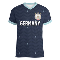 Custom Germany Football 2026 Women V-Neck T-Shirt Midnight Eagle Heritage