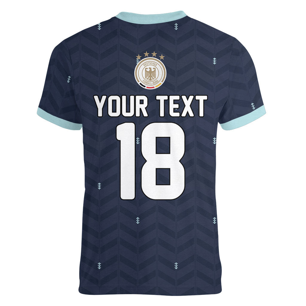 Custom Germany Football 2026 Women V-Neck T-Shirt Midnight Eagle Heritage