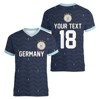 Custom Germany Football 2026 Women V-Neck T-Shirt Midnight Eagle Heritage