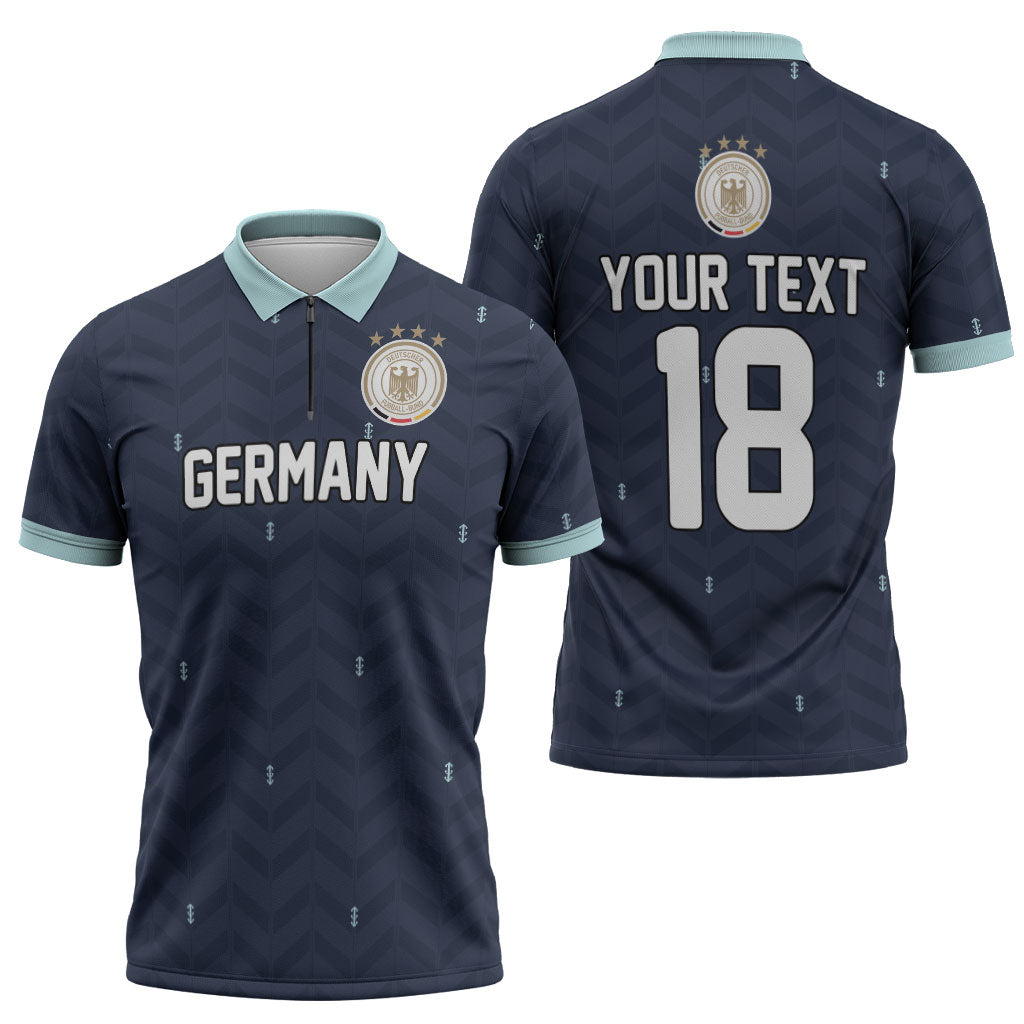 Custom Germany Football 2026 Zipper Polo Shirt Midnight Eagle Heritage