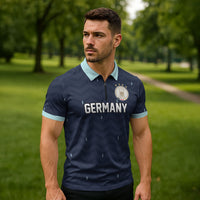 Custom Germany Football 2026 Zipper Polo Shirt Midnight Eagle Heritage