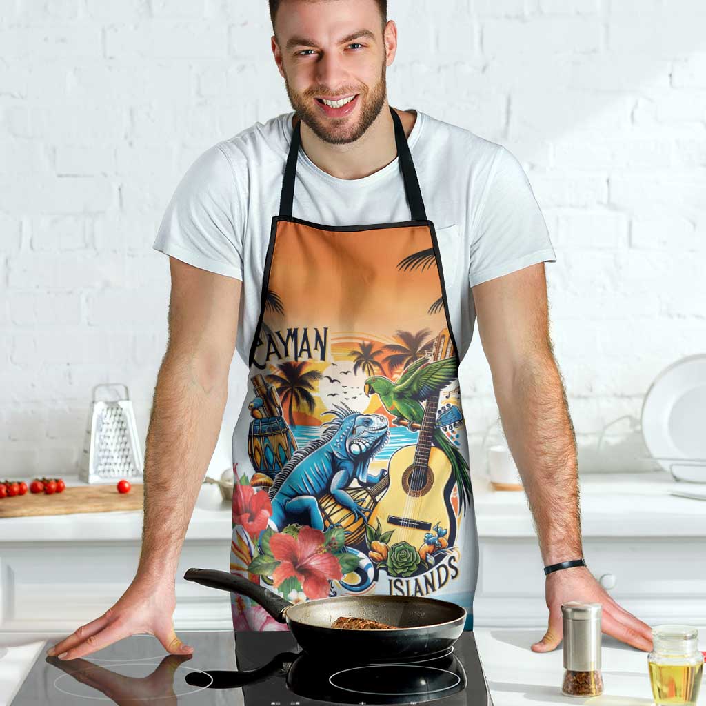 Cayman Islands Apron Iguanas And Parrot Hisbius Flower - Wonder Print Shop