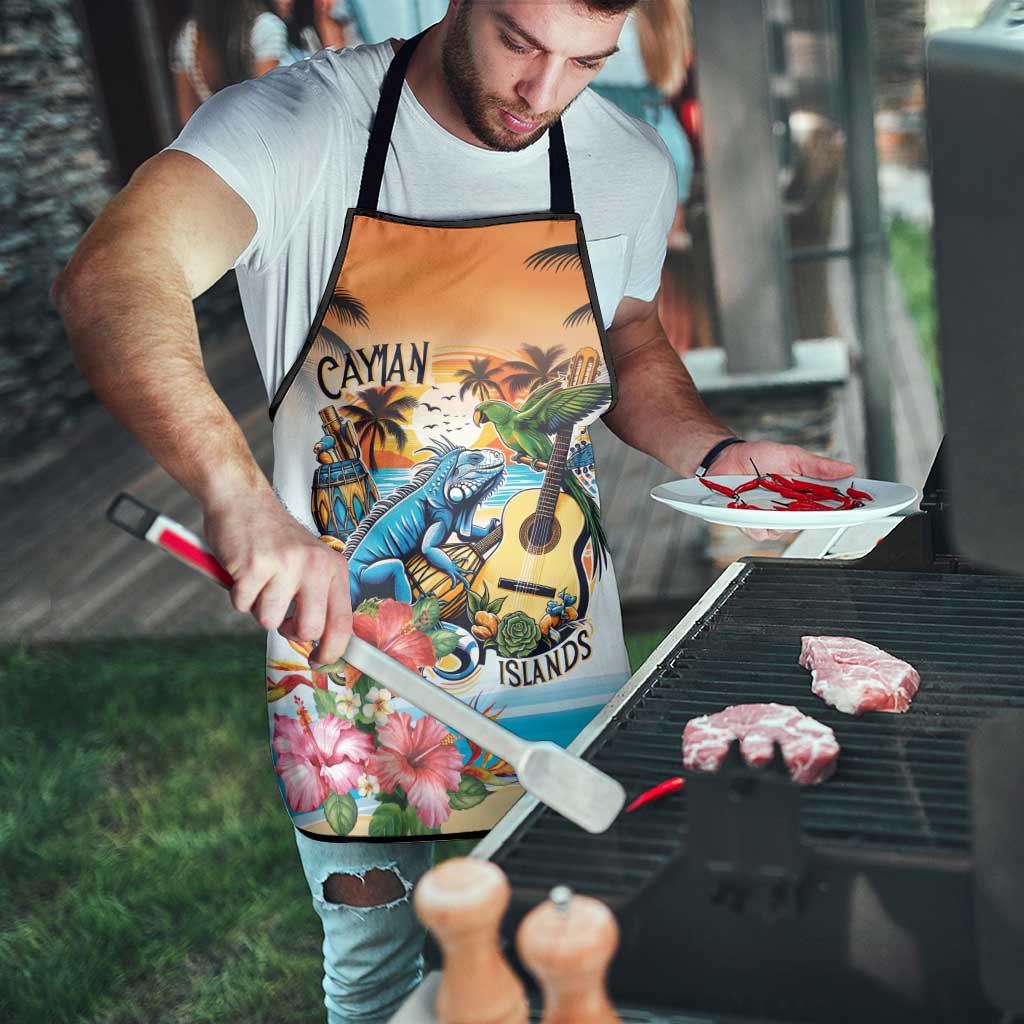 Cayman Islands Apron Iguanas And Parrot Hisbius Flower - Wonder Print Shop