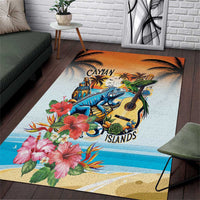 Cayman Islands Area Rug Iguanas And Parrot Hisbius Flower - Wonder Print Shop