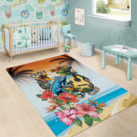 Cayman Islands Area Rug Iguanas And Parrot Hisbius Flower - Wonder Print Shop