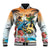 Cayman Islands Baseball Jacket Iguanas And Parrot Hisbius Flower - Wonder Print Shop