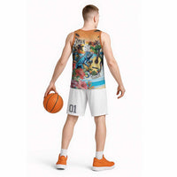 Cayman Islands Basketball Jersey Iguanas And Parrot Hisbius Flower - Wonder Print Shop