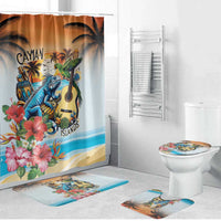 Cayman Islands Bathroom Set Iguanas And Parrot Hisbius Flower - Wonder Print Shop