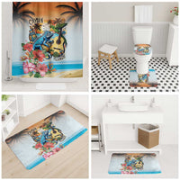 Cayman Islands Bathroom Set Iguanas And Parrot Hisbius Flower - Wonder Print Shop