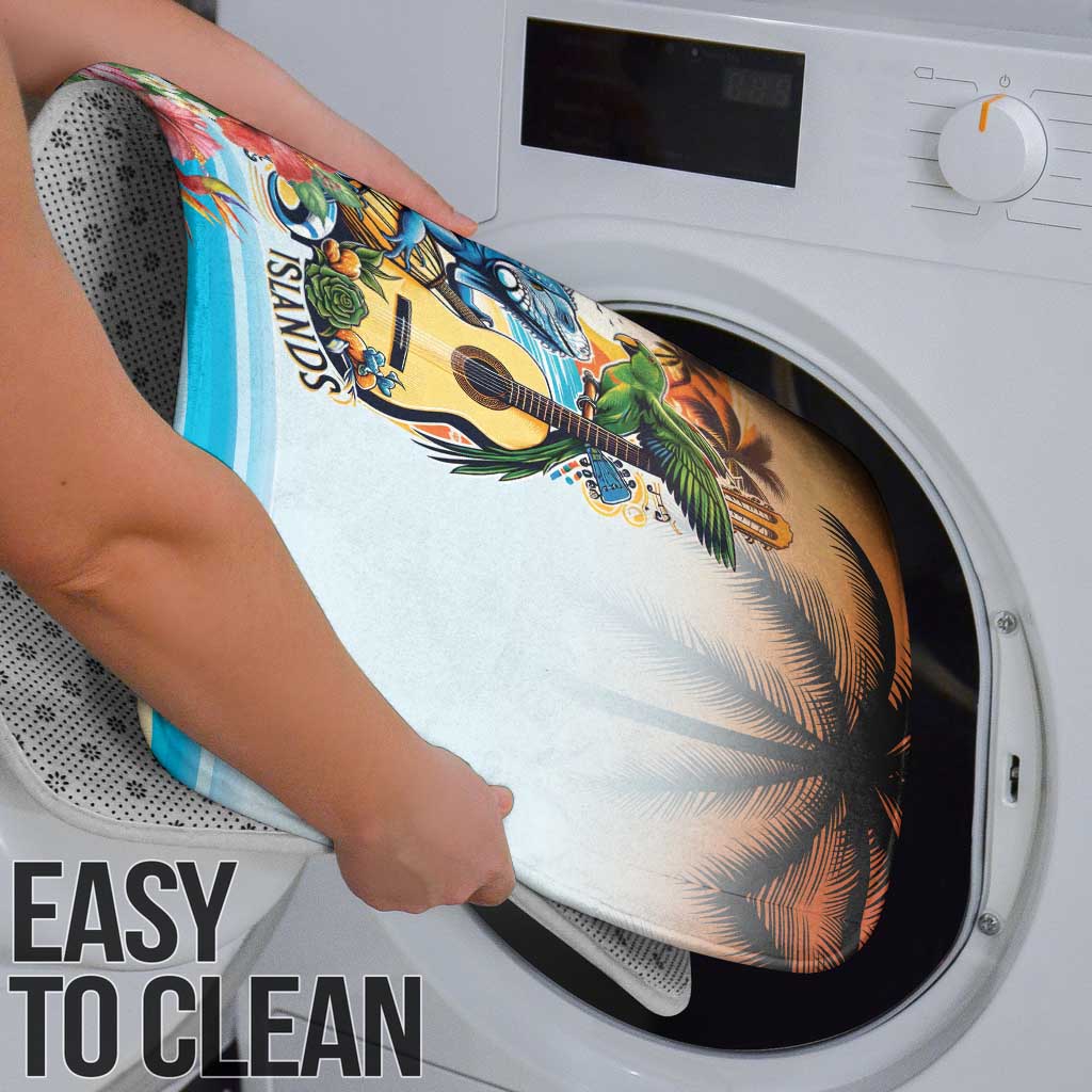 Cayman Islands Bathroom Set Iguanas And Parrot Hisbius Flower - Wonder Print Shop