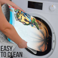 Cayman Islands Bathroom Set Iguanas And Parrot Hisbius Flower - Wonder Print Shop