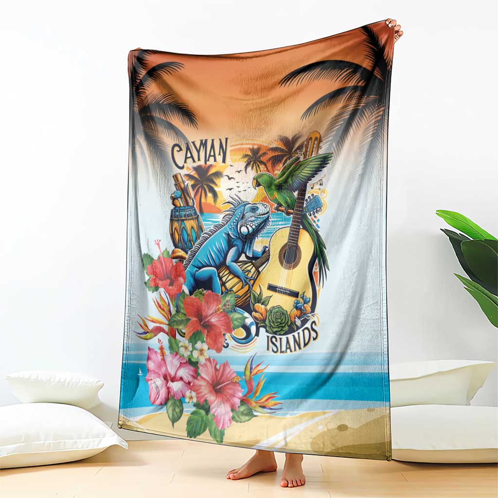 Cayman Islands Blanket Iguanas And Parrot Hisbius Flower - Wonder Print Shop
