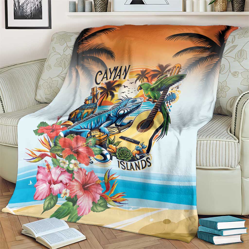 Cayman Islands Blanket Iguanas And Parrot Hisbius Flower - Wonder Print Shop