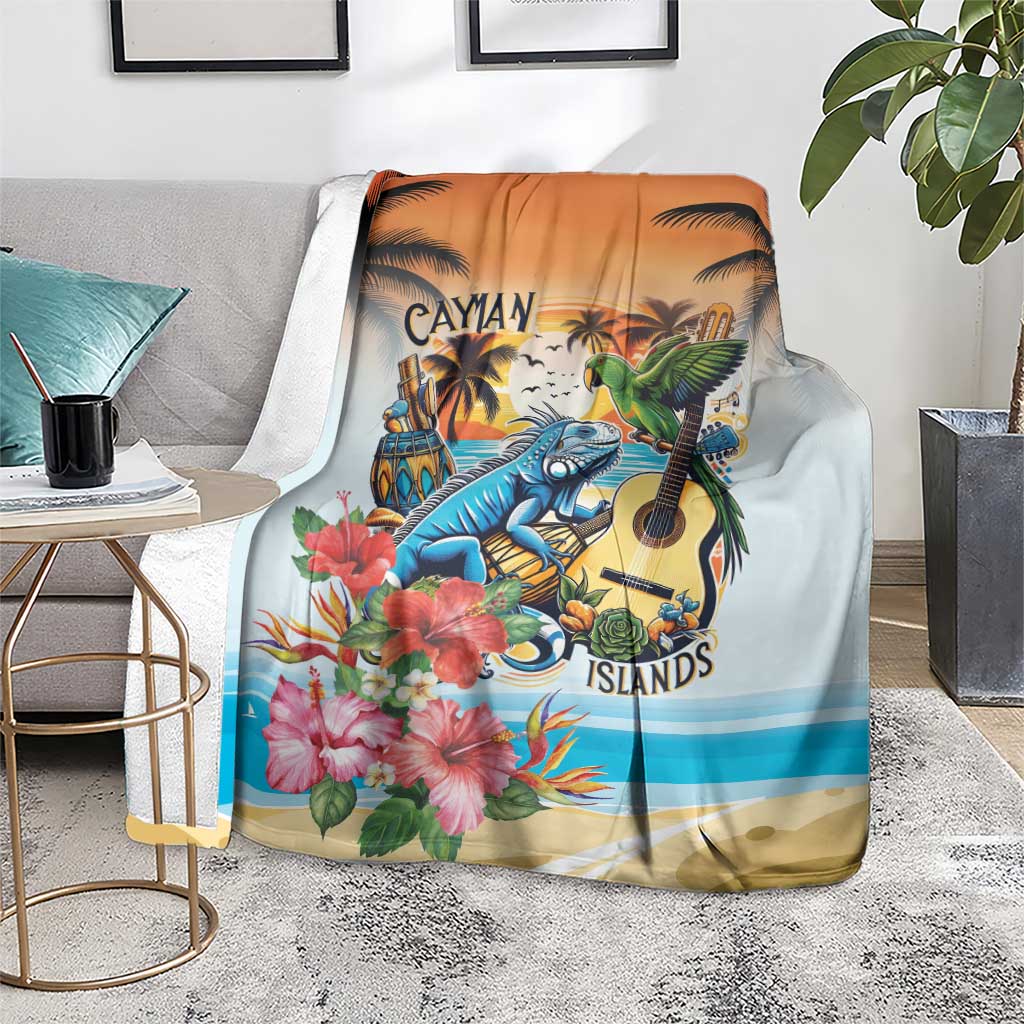 Cayman Islands Blanket Iguanas And Parrot Hisbius Flower - Wonder Print Shop