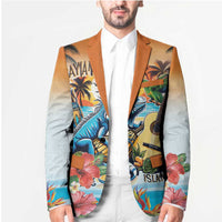 Cayman Islands Blazer Iguanas And Parrot Hisbius Flower - Wonder Print Shop