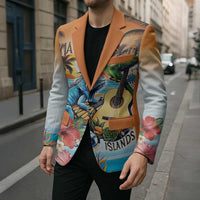 Cayman Islands Blazer Iguanas And Parrot Hisbius Flower - Wonder Print Shop