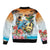 Cayman Islands Bomber Jacket Iguanas And Parrot Hisbius Flower - Wonder Print Shop