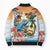 Cayman Islands Bomber Puffer Jacket Iguanas And Parrot Hisbius Flower - Wonder Print Shop