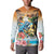 Cayman Islands Button Sweatshirt Iguanas And Parrot Hisbius Flower - Wonder Print Shop